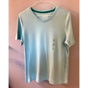 NWT Basic Edition Womens Relaxed Fit Crew Neck Tee Blue Size Medium